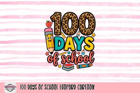 100 Days of School Leopard Cartoon