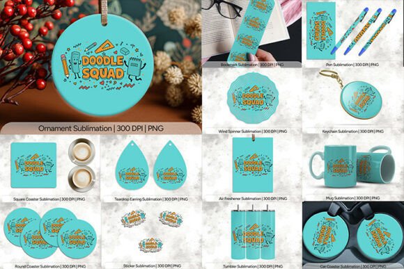 Doodle Squad Sublimation PNG Bundle: 14 Products & What’s Included