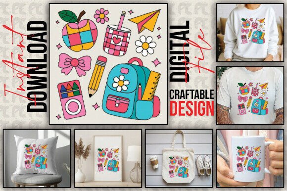 Retro First Day of School PNG & Back To School Sublimation Design