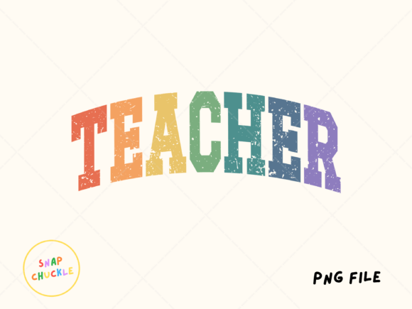 Retro Rainbow Distressed Teacher PNG