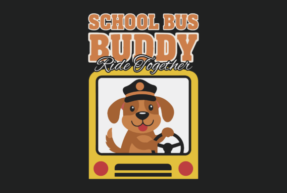 School Bus Buddy Cute Dog Graphic