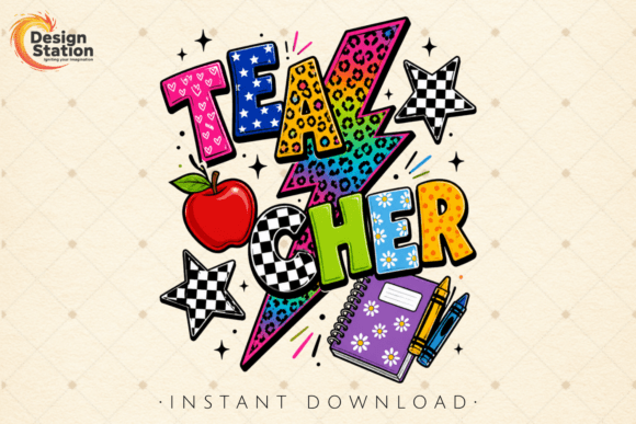 Trendy Teacher Lightning Bolt Design